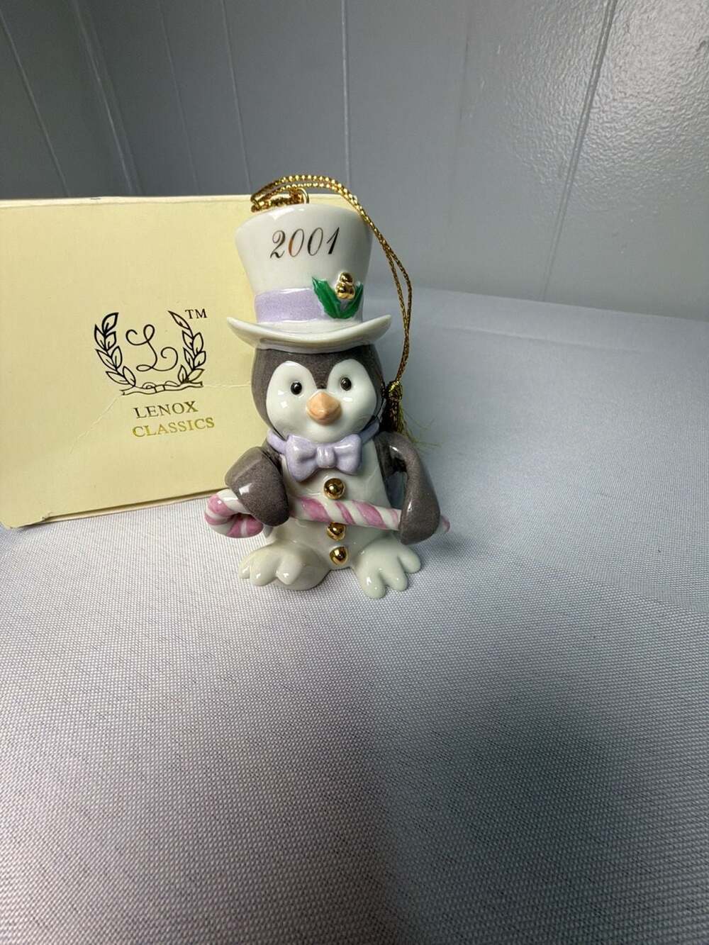 Lenox Chilly Chap Penguin Annual Christmas Ornament 2001